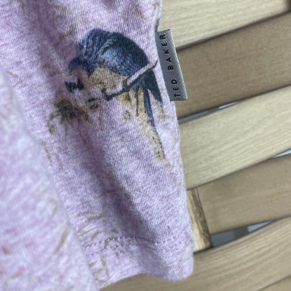 TED BAKER LONDON Parrot Palm Leaf Heathered Lavender Purple Summer T-Shirt - Picture 4 of 8